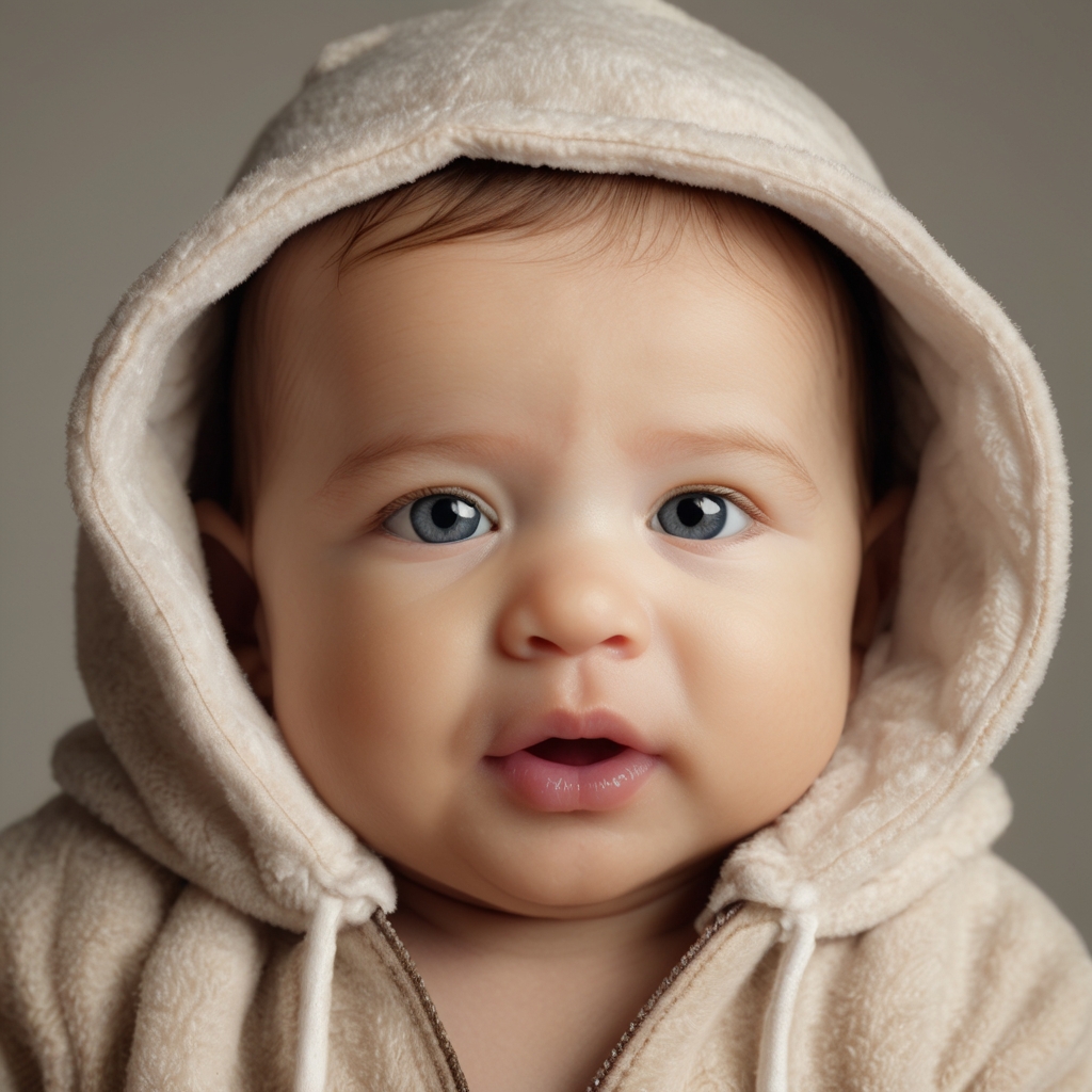 A baby smiling, showing healthy gums